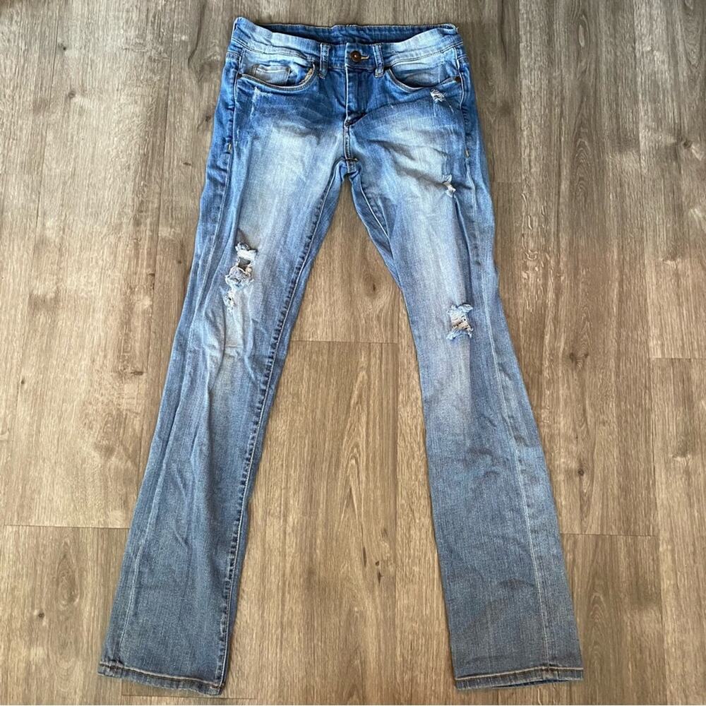 Blank NYC Distressed Light Wash Bootcut Jeans Estimated Size 28